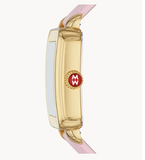 Michele Deco Sport Gold-Tone Pink Leather Watch MWW06K000058