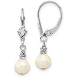 Matheu's 14K White Semi Round Freshwater Pearl Earrings XF215